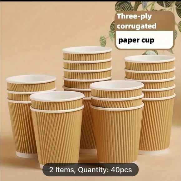 40pcs Disposable Paper Cups, 8oz Paper Cups, Coffee Cups, Hot Drink Paper Cups - Picture 1 of 5